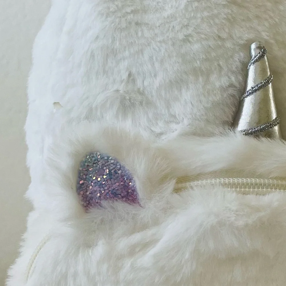 Silver Unicorn Furry/Plush Backpack
